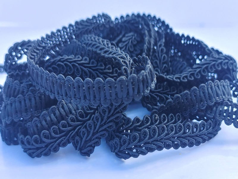 MONIDOOR 3/8 Inch Gimp Braid Trim 50 Yards for Upholstery Costume DIY Crafts (1311 Black) - Image 2